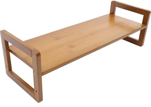Desktop Monitor Stand Back to School Decor Wooden Riser for Offices | Coffee Finish, Eye-level Support for Homes, Deformation and Abrasion Resistant Build, Back to School Decor