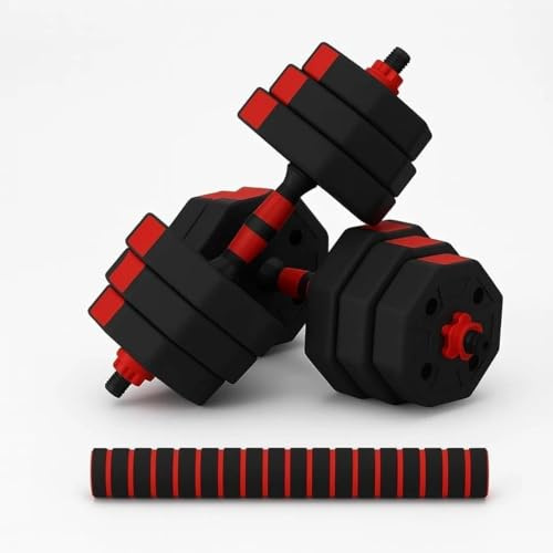 Adjustable Octagonal Dumbbells & Barbell Set 50kg – Home Gym Weights with Anti-Roll Design Cement-Filled Plates Non-Slip Handles & Connecting Bar for Strength Training