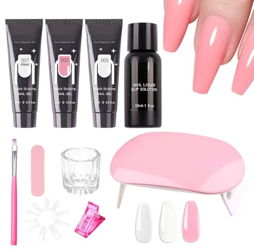 Nail Extension Kit with Gel - Manicure Tools - Complete Gel Nail Set - For Beauty Lovers Students Women Girls Wife Mothers Girlfriends Salon Day