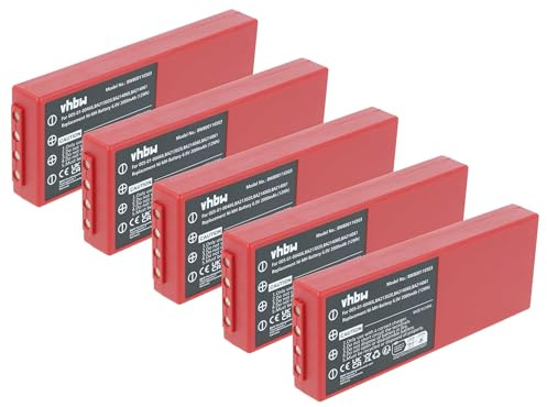 vhbw 5X Akku kompatibel mit HBC Radiomatic Spectrum 2 | Spectrum 3 Industrie-Funkfernsteuerung Fernbedienung (2000 mAh, 6 V, NiMH) - Rot