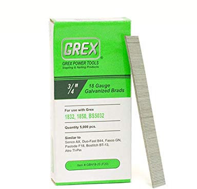 GREX GBN18-20 18 Gauge 3/4-Inch Length Galvanized Brad Nails (5,000 per Box)