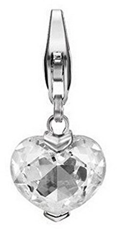 ESPRIT Damen-Charm Sparkling Heart 925 Silber rhodiniert Zirkonia weiß Herzschliff - ESCH90902A000