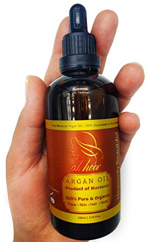 AL HOOR Certified Organic Argan Oil - Virgin Cold Pressed Premium Quality - Moroccan Oil Damaged Hair Treatment Serum Beauty Skincare Nails Strengthener Cuticle Softener Face Moisturiser - Vegan