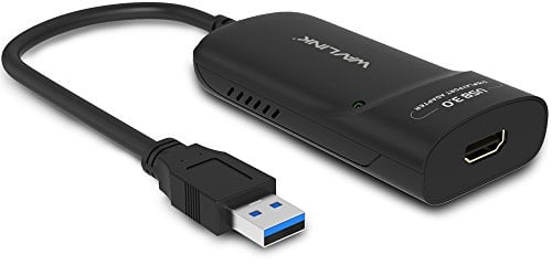 WAVLINK - Adattatore USB 3.0 a HDMI, per scheda video esterna sottile, supporta risoluzione 2048 × 1152, con porta audio per Windows 10/8/7/XP, colore: Nero