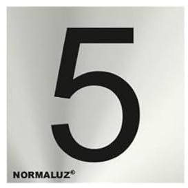 Normaluz RD717175 Selbstklebendes Schild, quadratisch, Nummer 5, Edelstahl, selbstklebend, 0,8 mm, 5 x 5 cm