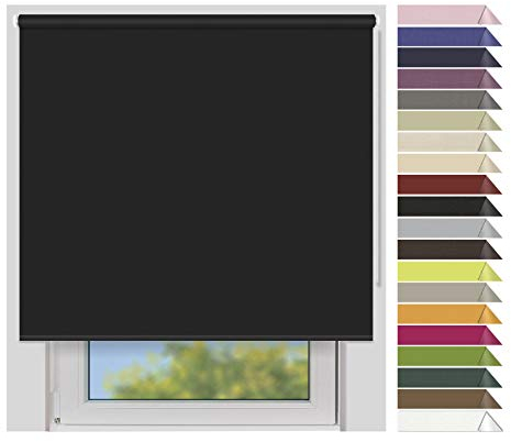 EFIXS Verdunklungsrollo Medium - 25 mm Welle - Breiten: 120-240 cm - Höhen bis 240 cm - Hier: 220 cm x 190 cm (Stoffbreite x Höhe) - schwarz (7917) - lichtundurchlässig - Blickdicht