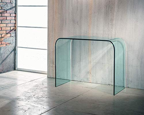 IMAGO FACTORY Bohemian | Eingangskonsole - Brücke aus gebogenem Glas, modernes Wohnzimmermöbel, Konsole aus Glas, Flurschrank, Eingangsschrank, modernes Design