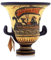 Antike griechische Vase Krater Keramik Göttin Aphrodite & Gott Dionysos 17,5 cm