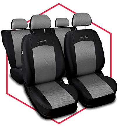 Saferide 3er Set Autositzbezüge PKW universal | Auto Sitzbezüge Polyester Silber für Airbag geeignet | für Vordersitze und Rückbank | 1+1 Autositze vorne und 1 Sitzbank hinten teilbar Reißverschlüsse