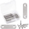 Glarks 20 juegos de soportes rectos planos de acero inoxidable de 60 mm, placas de unión de reparación, conector de soporte de fijación y 40 tornillos autorroscantes (60 mm)
