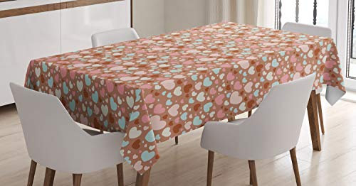 ABAKUHAUS l'amour Nappe, Coeurs colorés Petits, Linge de Table Rectangulaire pour Salle à Manger Décor de Cuisine, 140 cm x 240 cm, BAB Bleu Bleu Rose Pâle