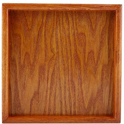 Focket Bandeja de madera natural de la porción, bandeja de té cuadrada de madera sólida, platos de madera de la comida del té del disco de la placa para el café/el restaurante/el hogar(22 * 22cm)