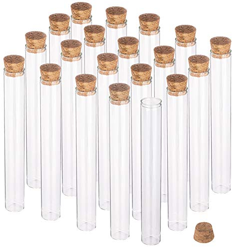 BENECREAT 15PCS 40ml Reagenzglas mit Korkstopfen Klar Flach Mini Glasflaschen Gläser für Labor, Partyartikel, Süßigkeiten, Kaugummi, Gewürze, Perlen