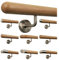 TIBU Main courante en bois de chêne 0,3 m - 6 m, longueur 70 cm, extrémité demi-sphère fraisée et 2 supports coudés