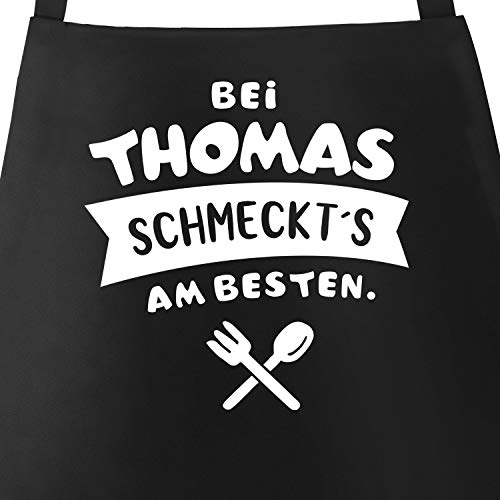 MoonWorks® Kochschürze bei (style_variation) schmeckts am besten Grill-Schürze Spruch Schürze Küchenschürze Baumwolle schwarz unisize