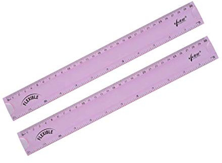 Lineal, flexibel, 30 cm, 12 Zoll, aus PVC, Rosa, 2 Stück