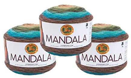 Lion Brand Yarn Mandala-Garn, mehrfarbiges Garn zum Häkeln und Stricken, Bunt (Dragon), 3er-Pack