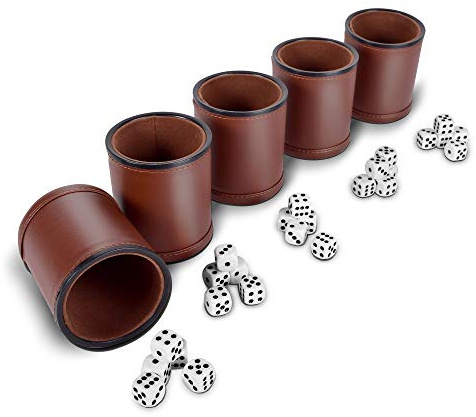 RNK Gaming Dice Cups, 5 Pack, Brown
