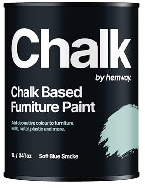 Hemway - Chalk Based Furniture Paint - Soft Blue Smoke 1 L | Chalky Matt Shabby Chic Finish for Interior & Exterior Home Decor | Quick Dry & All-in-one