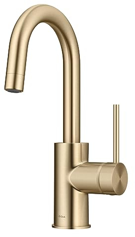 KRAUS Oletto KPF-2600SFACB - Grifo de barra de cocina de una sola manija con montaje superior QuickDock en bronce champán antiguo sin manchas