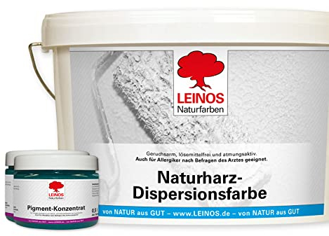 LEINOS Kit de peinture murale – 10 l de peinture à émulsion de résine naturelle 660 + 1 l de concentré de pigments 668.330 Turquoise spinelle