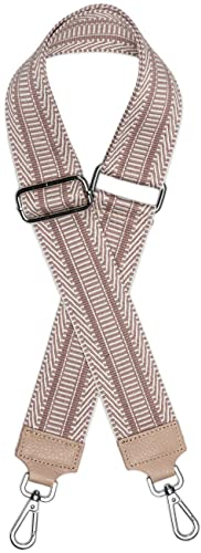 Caspar BSG01 breiter Leder/Textil Schultergurt mit Silber Karabiner für Handtaschen, Farbe:Nude, Accessoires:One Size