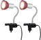 etc-shop Klemmlampe silber Klemmleuchte Klemmlampe LED mit Stecker, Tischleuchte Leselampe, Spot beweglich, Metall titanfarben Glas rot, 1x LED 3W 250Lm 3000K, HxLxB 34x9x6,1 cm, 2er Set