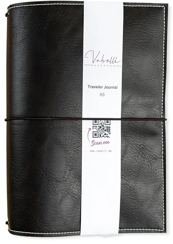 Travelers Notebook, vintage dunkelbraun, Kunstleder, nachfüllbar, versch. Größen, A5, Platz für 2 Hefte, mit Notizheften erhältlich (hochwertiges 120g Papier), Farbauswahl Hefte, dots oder blanko