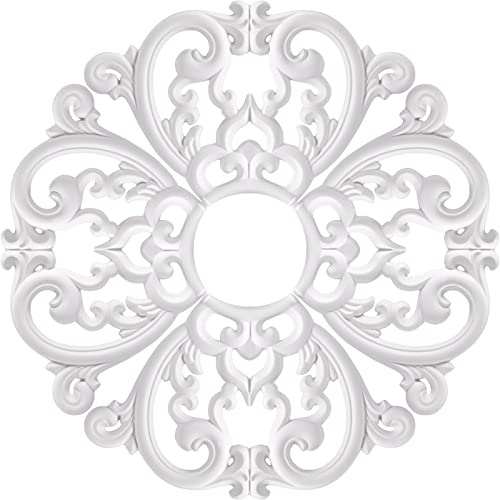 Canomo 24 OD x 5 ID White Ceiling Medallion 4-Piece Set Ceiling Medallion for Chandelier Decoration, Quick and Easy Installation, Glue Not Included