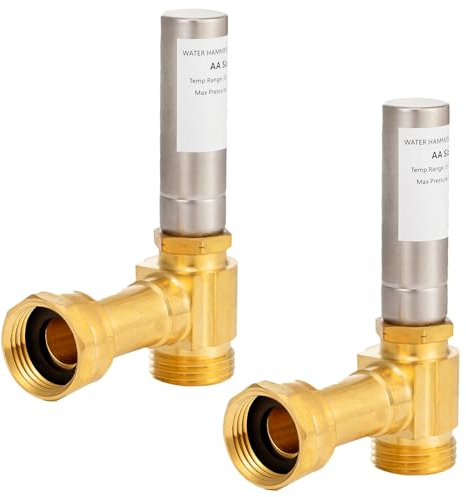 [2 Pieces] Lingmfg Water Hammer Arrestor for Washing Machine, 3/4 Inch Female Thread Swivel Nut x 3/4 Inch Male Thread, Brass