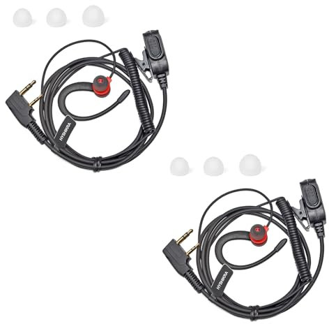 HYSHIKRA Auricolare leggero per radio a forma di G compatibile con Retevis Baofeng Kenwood RT24 UV5R TK250 TK320 Walkie Talkie (Rosso, 1 PACK)