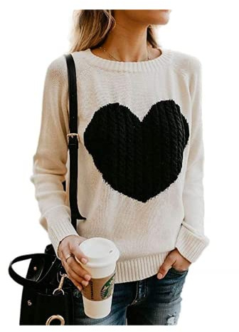 HEYPORK Damen Herbst Winter Warm Bequem Pullover Casual Mode Strickjacke Strickpullover Frauen Strickwaren lieben Mode Pullover Pullover