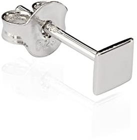 NKlaus Ohrstecker einzeln, Platte, 925 Silber, rhodiniert, 3–7mm, 1 Stück | Klein, glänzend und anlaufgeschützt