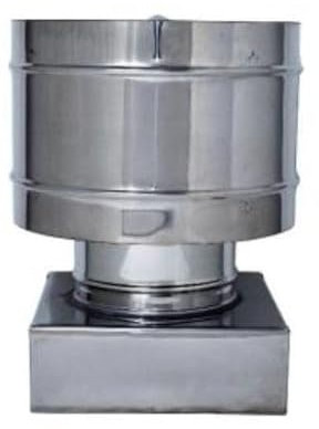 Comignolo Terminale Circolare 4 Venti Per Canna Fumaria Su Base Quadrata In Acciaio Inox per camino, stufa o caldaia (50 X 50 CM, Ø 300 mm)