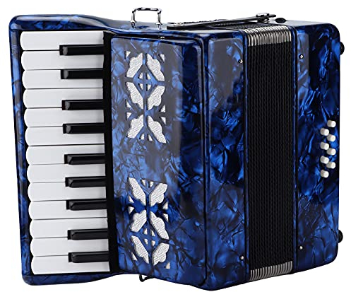 Professionelle Acordeones Para Adultos 22 Tasten 8 Bass Acordeon Akkordeon Instrument mit Verstellbaren Akkordeon Riemen und Süßem Klang, Pädagogisches Musikinstrument für Musikliebhaber