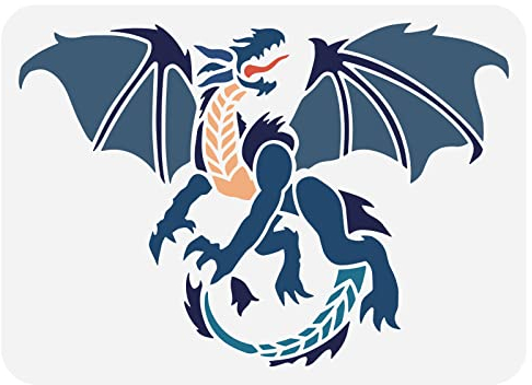 FINGERINSPIRE Dragon Peinture Pochoir 29.7x21 cm Réutilisable Ptérosaure Motif Dessin Pochoir Évider Dragon Craft Pochoir pour Peinture Sur Tissu Carreaux Plancher Meubles Bois DIY Art Artisanat