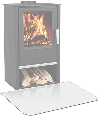 EWO Funkenschutzplatte - Glasplatte für Kaminöfen in Segmentbogen abgerundet-Form (85 x 110 x 0,6 cm) - Bodenplatte als Kamin Funkenschutz mit ESG-Sicherheitsglas - Kaminplatte Boden-Schutzglas