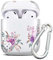 JIAXIUFEN Kompatibel mit AirPods Hülle Stoßfeste Silikon Kopfhörer Taschen Case Schutzhülle Zubehör mit Karabiner Kompatibel mit AirPods 2 & 1, Flower Purple Pink