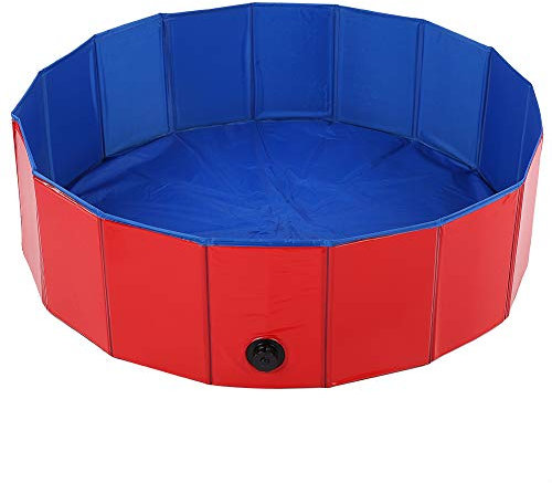 LIBOOI Piscina plegable para perros, piscina plegable de plástico duro, bañera portátil para mascotas, perros y gatos, piscina de vadeo para mascotas para interiores y exteriores