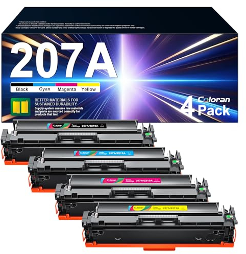 Coloran 207A Toner Multipack (Mit Chip), Kompatible für HP 207 Farbe Laserjet Pro MFP M283fdw M255dw M282nw M283fdn M255nw W2210A W2211A W2212A W2213A Tonerkartusche (Schwarz Cyan Gelb Magenta)