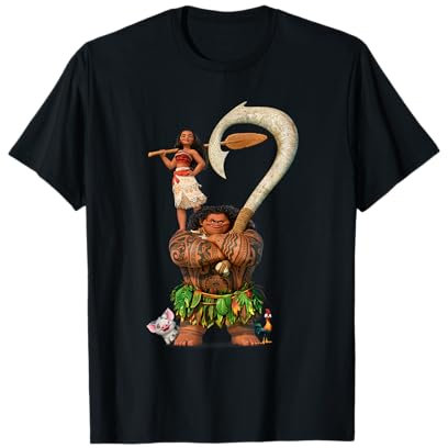 Cotton Soul Damen Vaiana & Maui T-Shirt Schwarz Kurzarm Klein