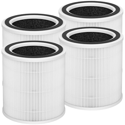 Breabetter AC400 True HEPA Ersatzfilter, kompatibel mit Purivortex AC400 Luftreiniger, 3-in-1 H13 True HEPA-Filter, Weiß, 4 Stück