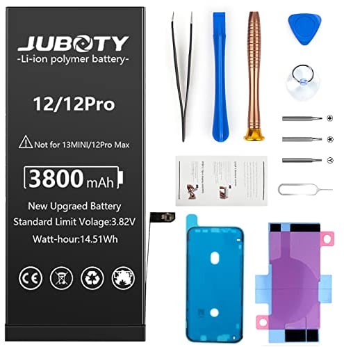 3800 mAh Battery for iPhone 12/12Pro, JUBOTY 2023 New Upgrade Li-ion High Capacity Battery Replacement for iPhone 12/12Pro with Complete Professional Repair Kit