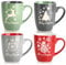 com-four® 4x Tasses à café en céramique - Tasses à café au Design de Noël Moderne - Cafetières pour Boissons Froides et Chaudes - Tasses à poignée colorée 250 ML (rouge/gris/vert/bleu - 250ml)