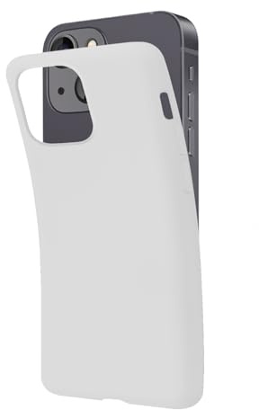 SBS iPhone 13 Mini Hülle schneeweiß Pantone White weich flexibel Kratzfeste Hülle dünn bequem in der Tasche kompatibel mit kabelloses Laden