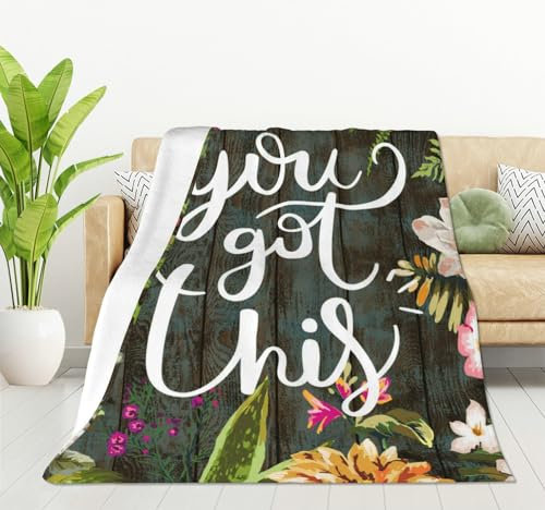 HGOD DESIGNS Überwurfdecke mit floralem Zitat You got This Soft Blankets and Throws, 101,6 x 127,7 cm, Pflege für Damen und Herren