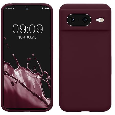 kwmobile Carcasa Compatible con Google Pixel 8 Funda - Case TPU y Silicona antigolpes - Apto Carga inalámbrica - Violeta Burdeos