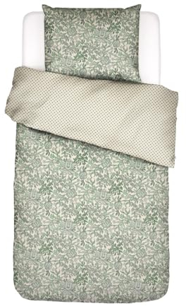 ESSENZA Bettwäsche Ophelia Greenish, 135x200 + 1x 80x80 cm - 100% Baumwollsatin 200TC - Blumen