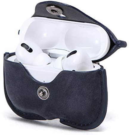 CONTACT'S FAMILY Custodia per AirPods Pro 2a/1a Generazione, Custodia Airpod Pro 2 in Pelle, Custodia in pelle per Airpod Pro compatibile con AirPod Pro con gancio per chiavi(blu)