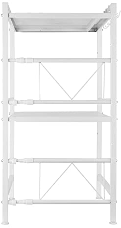 Soporte Extensible para Horno de Microondas,Organizador Estanteria para Encimera de Cocina,Mueble Microondas,Rack de Almaceamiento 2 Niveles,40/64 * 36,5 * 78 cm-Blanco
